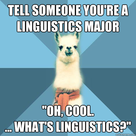 Tell someone you're a linguistics major 