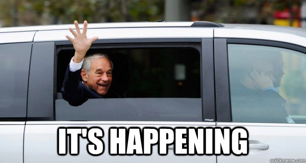  It's happening -  It's happening  waving ron paul