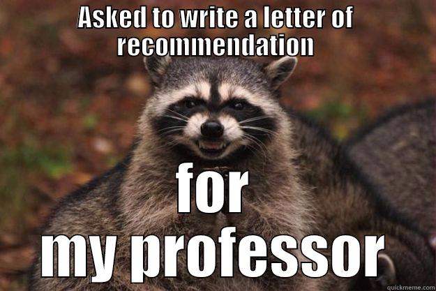 ASKED TO WRITE A LETTER OF RECOMMENDATION FOR MY PROFESSOR Evil Plotting Raccoon