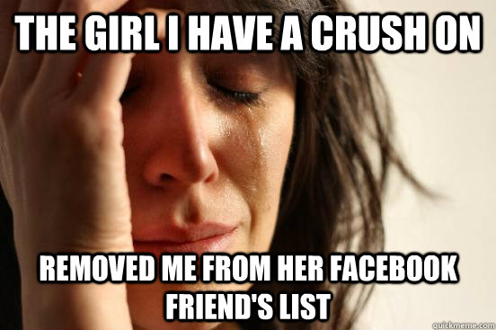 the girl i have a crush on removed me from her facebook friend's list  First World Problems