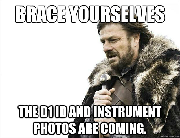 Brace yourselves The D1 ID and instrument photos are coming.  Brace Yourselves - Borimir
