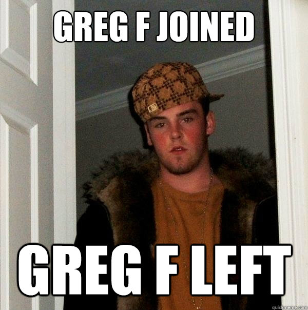 greg f joined greg f left  Scumbag Steve