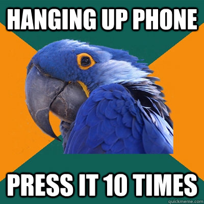 hanging up phone press it 10 times - hanging up phone press it 10 times  Paranoid Parrot