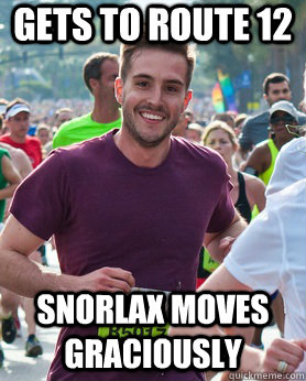 Gets to route 12 Snorlax moves graciously  Ridiculously photogenic guy