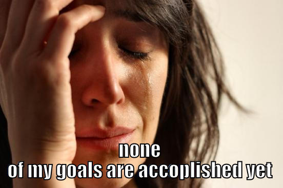   NONE OF MY GOALS ARE ACCOPLISHED YET First World Problems