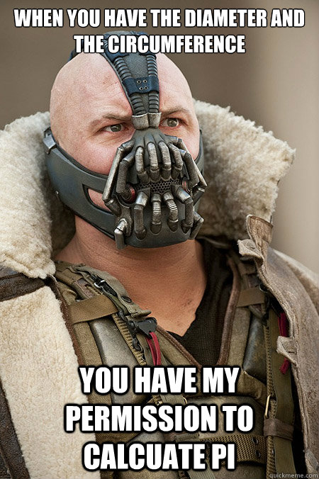 When you have the diameter and the circumference  You have my permission to calcuate Pi - When you have the diameter and the circumference  You have my permission to calcuate Pi  Bad Jokes Bane