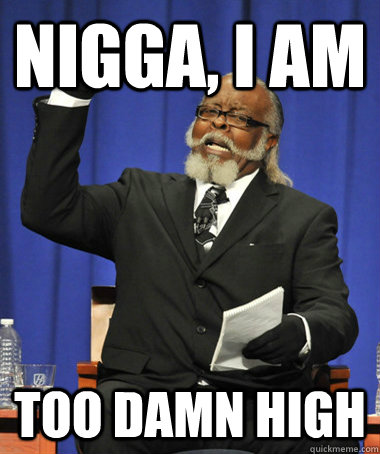 nigga, i am  too damn high  The Rent Is Too Damn High
