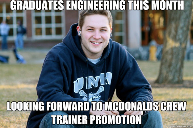 graduates engineering this month looking forward to mcdonalds crew trainer promotion   Mature College Senior
