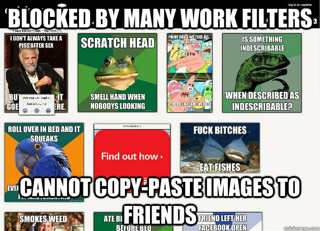 Blocked by many work filters Cannot copy-paste images to friends  