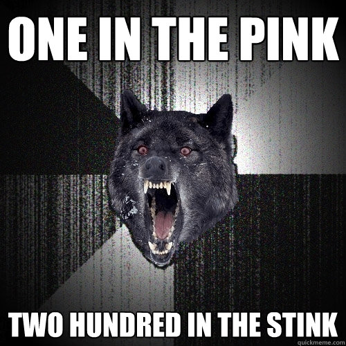 one in the pink two hundred in the stink  Insanity Wolf