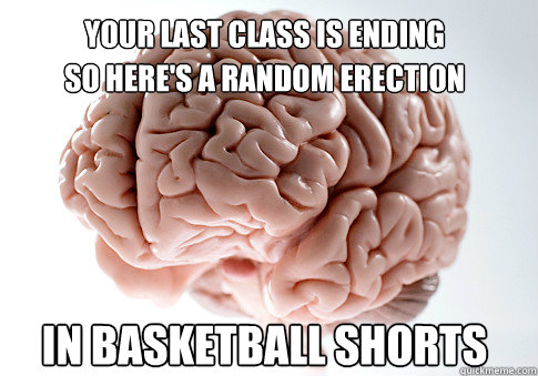 So here's a random erection In basketball shorts Your last class is ending   Scumbag Brain