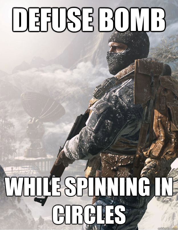 Defuse bomb While spinning in circles - Defuse bomb While spinning in circles  CoD Soldier