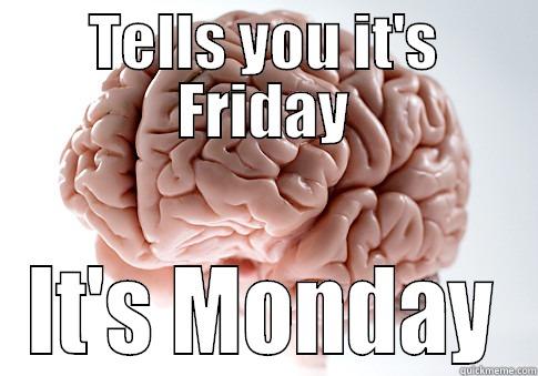 TELLS YOU IT'S FRIDAY IT'S MONDAY Scumbag Brain