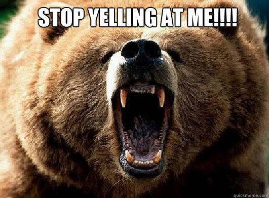 Stop yelling at me!!!!  Screaming Bear
