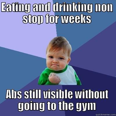 EATING AND DRINKING NON STOP FOR WEEKS ABS STILL VISIBLE WITHOUT GOING TO THE GYM Success Kid