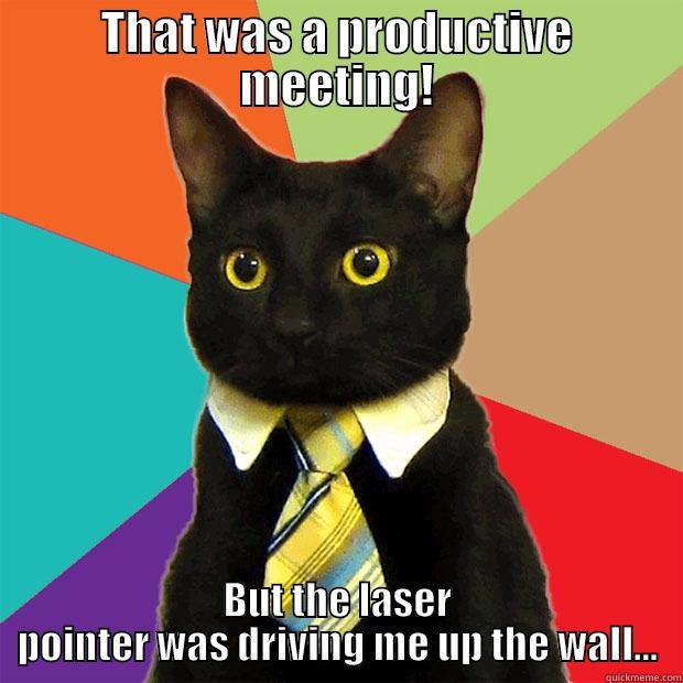 THAT WAS A PRODUCTIVE MEETING! BUT THE LASER POINTER WAS DRIVING ME UP THE WALL... Business Cat
