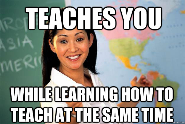 Teaches you While learning how to teach at the same time  Unhelpful High School Teacher