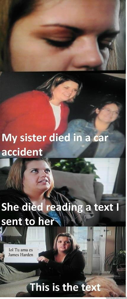 lol Tu ama es James Harden - lol Tu ama es James Harden  Text Message Car Accident