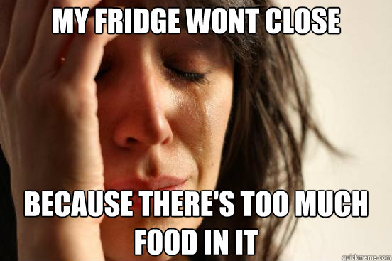 my fridge wont close because there's too much food in it  First World Problems