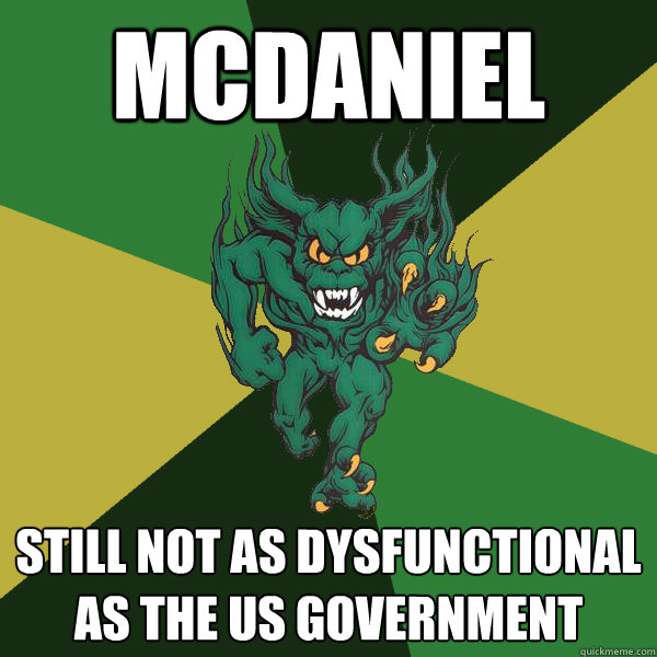 mcdaniel still not as dysfunctional as the us government   Green Terror