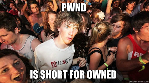 Pwnd
 Is short for Owned  Sudden Clarity Clarence