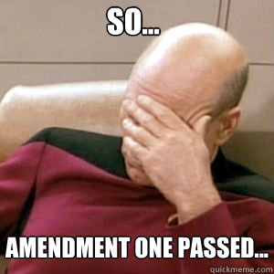 So... Amendment One passed...  FacePalm