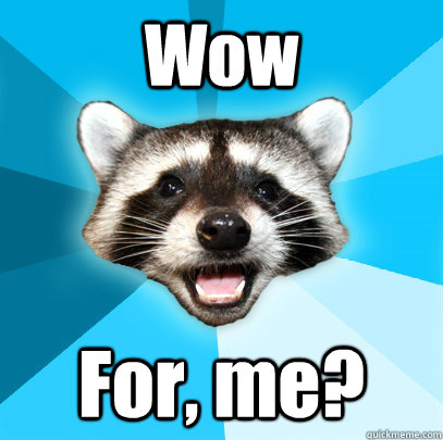 Wow For, me?   Lame Pun Coon