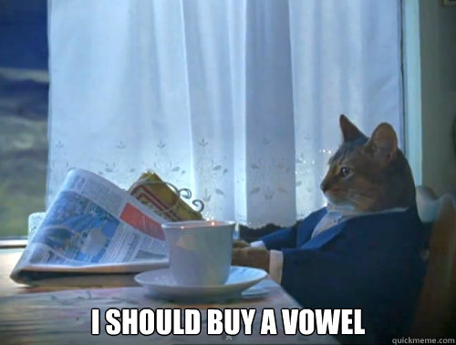  I should buy a vowel  The One Percent Cat