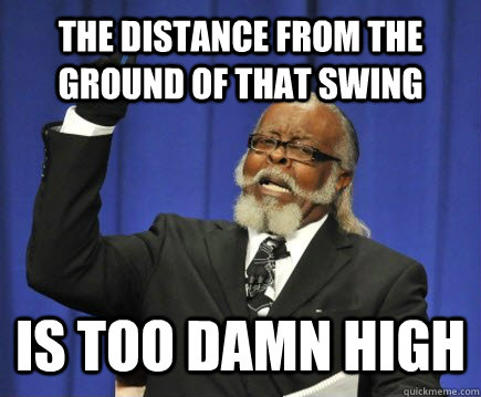 The distance from the ground of that swing IS TOO DAMN HIGH - The distance from the ground of that swing IS TOO DAMN HIGH  Too Damn High
