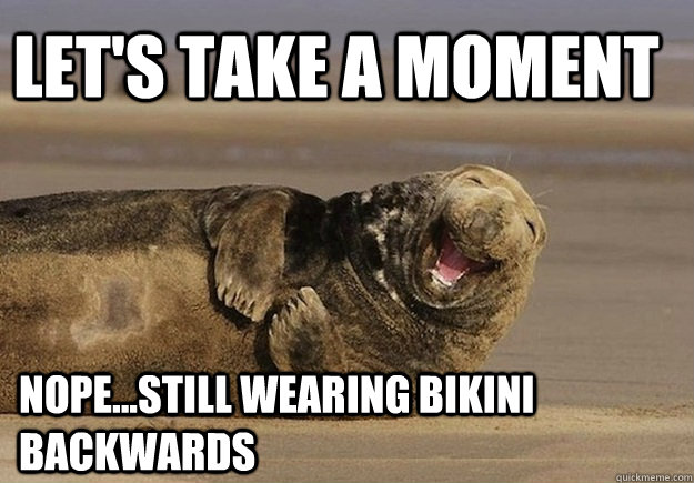 Let's take a moment  nope...still wearing bikini backwards  Sea Lion Brian