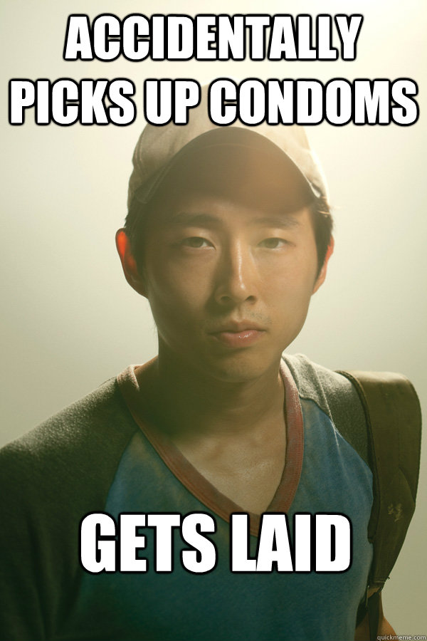 accidentally picks up condoms gets laid - accidentally picks up condoms gets laid  Walking Dead Glenn