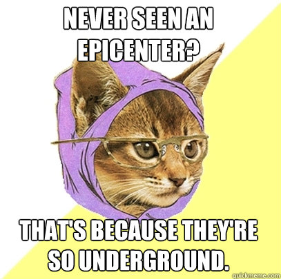 Never seen an epicenter? That's because they're so underground.  Hipster Kitty