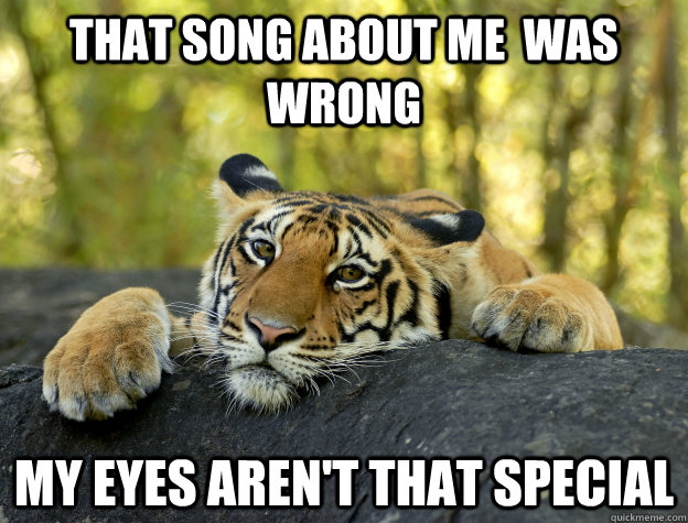 That song about me  was wrong My eyes aren't that special  Confession Tiger