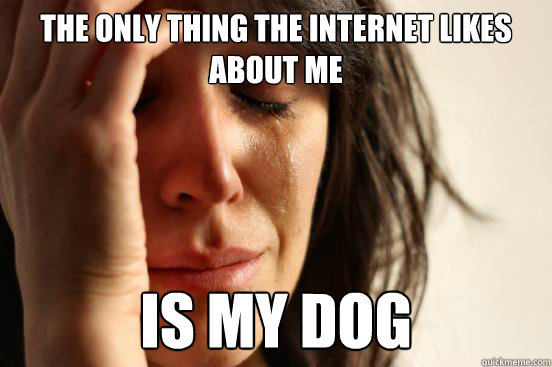 The only thing the internet likes about me is my dog  First World Problems