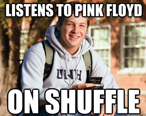 listens to pink floyd on shuffle  College Freshman