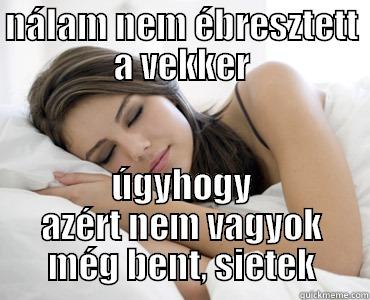 NÁLAM NEM ÉBRESZTETT A VEKKER ÚGYHOGY AZÉRT NEM VAGYOK MÉG BENT, SIETEK Sleep Meme