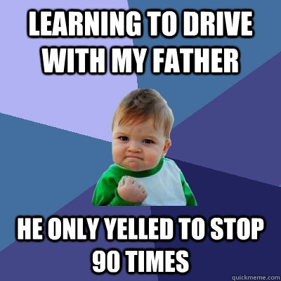 Learning to drive with my father He only yelled to stop 90 times - Learning to drive with my father He only yelled to stop 90 times  Success Kid