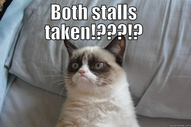 TMW Bathroom - BOTH STALLS TAKEN!???!?  Grumpy Cat