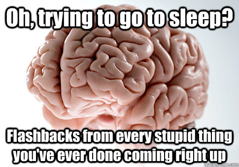Oh, trying to go to sleep?  Flashbacks from every stupid thing you've ever done coming right up  Scumbag Brain