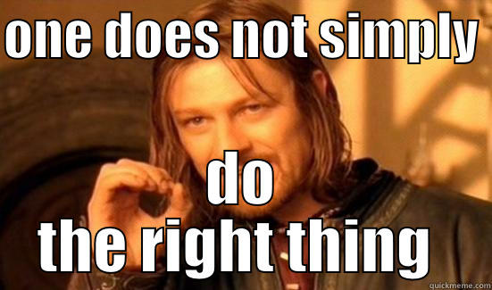 ONE DOES NOT SIMPLY  DO THE RIGHT THING  Boromir