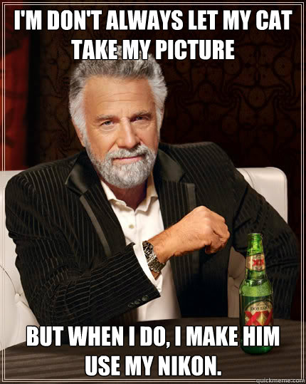 I'm don't always let my cat take my picture but when i do, I make him use my Nikon.  Dos Equis man