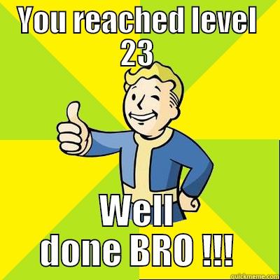 YOU REACHED LEVEL 23 WELL DONE BRO !!! Fallout new vegas