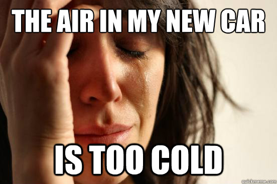 the air in my new car is too cold  First World Problems