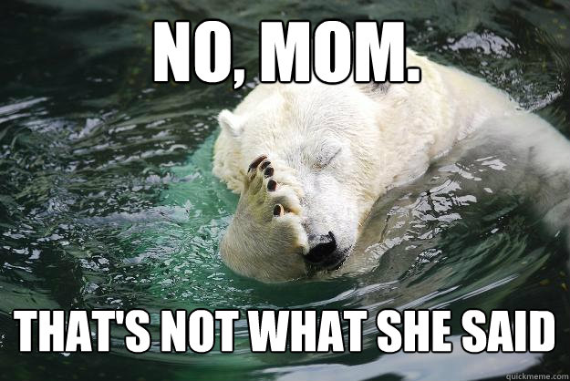 No, mom.  That's not what she said  Embarrassed Polar Bear