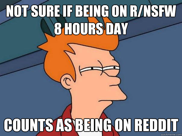 not sure if being on r/NSFW 8 hours day  counts as being on reddit  Futurama Fry