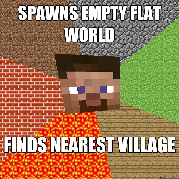 Spawns empty flat world finds nearest village  Minecraft