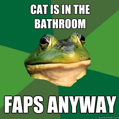 Cat is in the bathroom Faps anyway  Foul Bachelor Frog