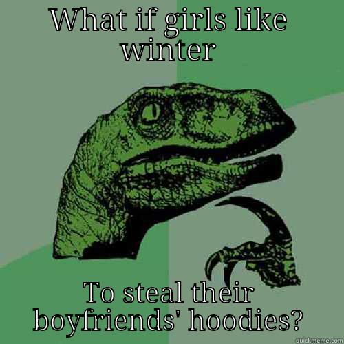 WHAT IF GIRLS LIKE WINTER TO STEAL THEIR BOYFRIENDS' HOODIES? Philosoraptor