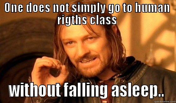 ONE DOES NOT SIMPLY GO TO HUMAN RIGTHS CLASS WITHOUT FALLING ASLEEP.. One Does Not Simply