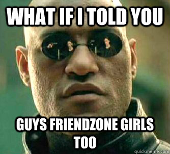 what if i told you guys friendzone girls too  What if I told you